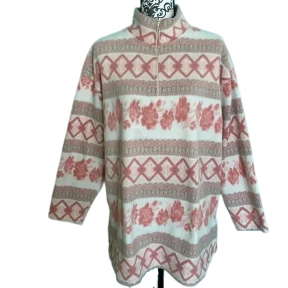 Victoria's Secret Sweaters - Victoria’s Secret Vintage 90’s Country Knit Partial Zip Pattern Sweater Top M